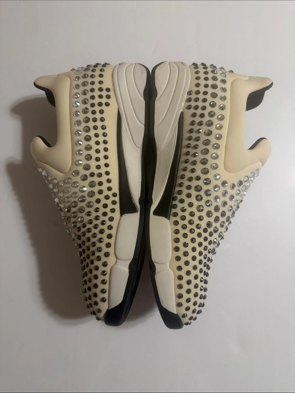 Pinko Cream Crystal-Embellished Slip-On Sneakers Size 8